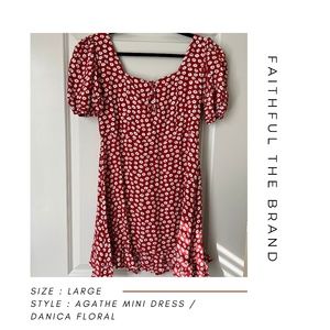 Faithful The Brand Mini Red Floral Dress Size Large